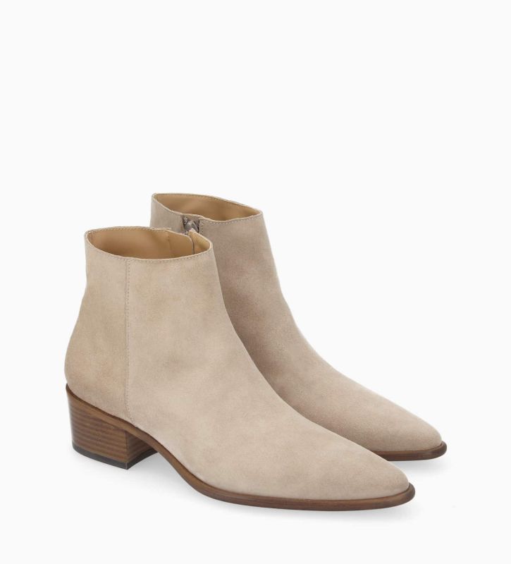 Free Lance Megan 50 Bottine à Talon à Zip Cuir Velours Taupe