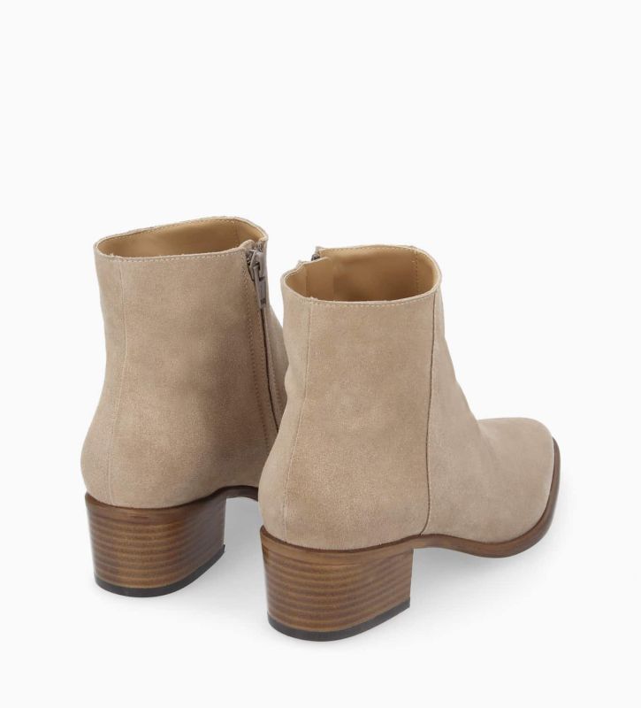 Free Lance Megan 50 Bottine à Talon à Zip Cuir Velours Taupe