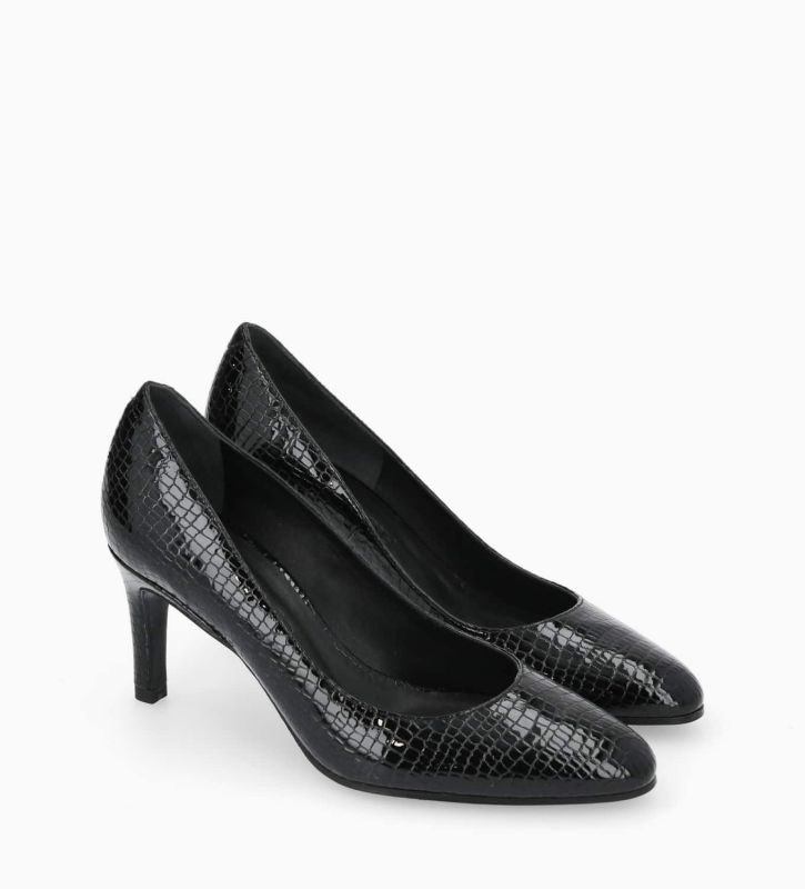 Free Lance Mirri 65 Escarpin Cuir Imprimé Serpent Verni Noir