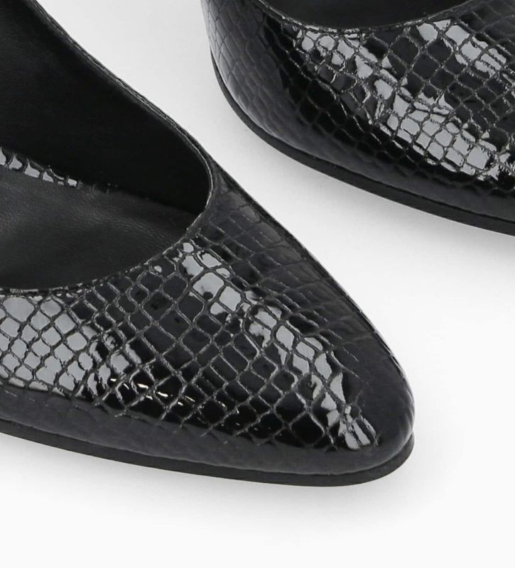 Free Lance Mirri 65 Escarpin Cuir Imprimé Serpent Verni Noir