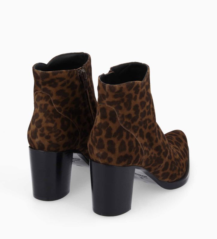 Free Lance Paddy 70 Bottine à Talon à Zip Cuir Velours Léopard