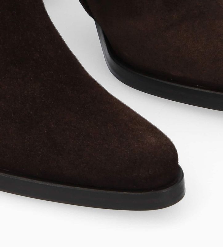 Free Lance Paddy 70 Bottine à Talon à Zip Cuir Velours Marron Foncé