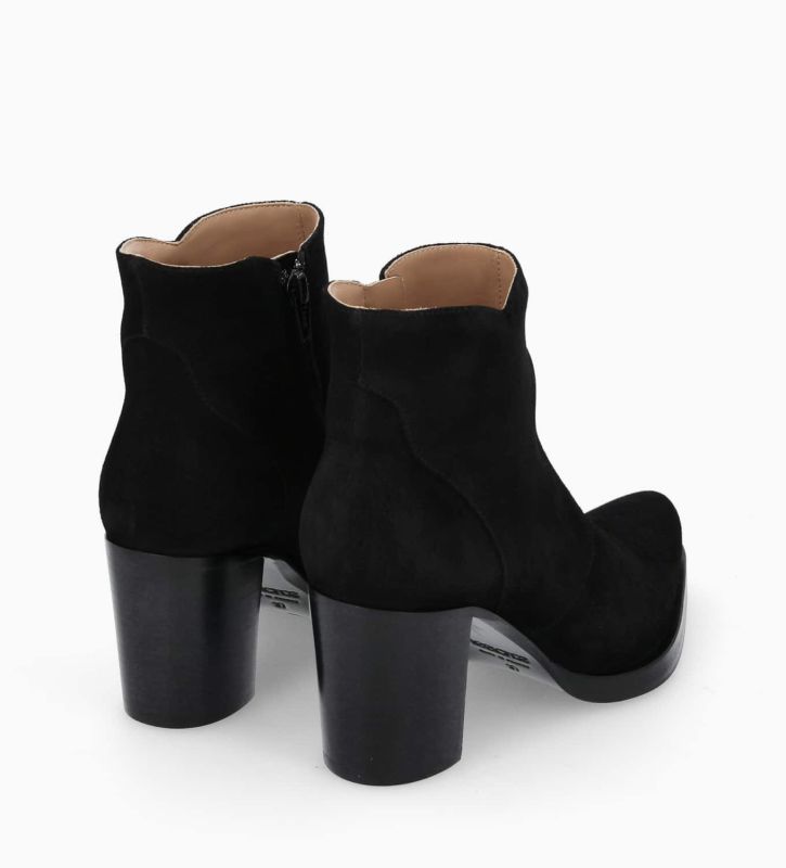 Free Lance Paddy 70 Bottine à Talon à Zip Cuir Velours Noir