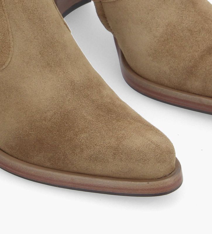 Free Lance Paddy 70 Bottine à Talon à Zip Cuir Velours Taupe