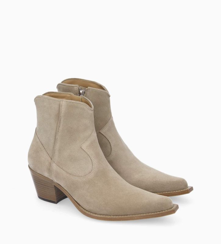 Free Lance Sadie 50 Bottine Western Zippée à Talon Cuir Velours Grège