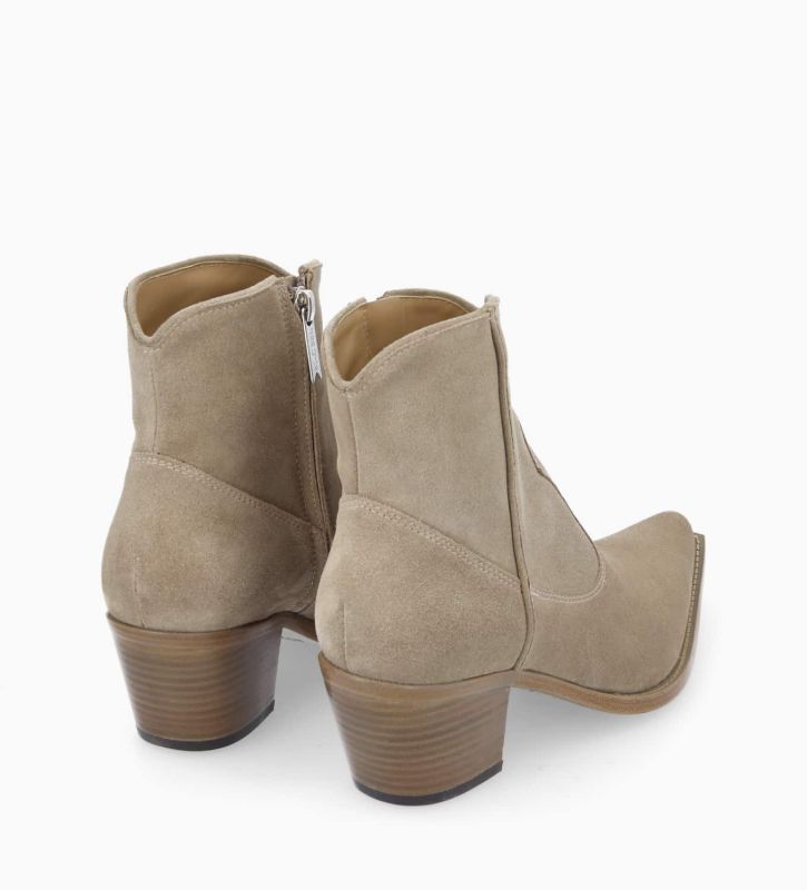 Free Lance Sadie 50 Bottine Western Zippée à Talon Cuir Velours Grège