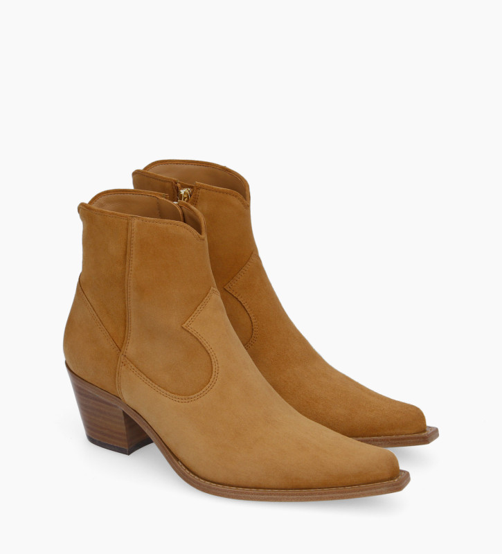 Free Lance Sadie 50 Bottine Western Zippée à Talon Cuir Velours Biscuit