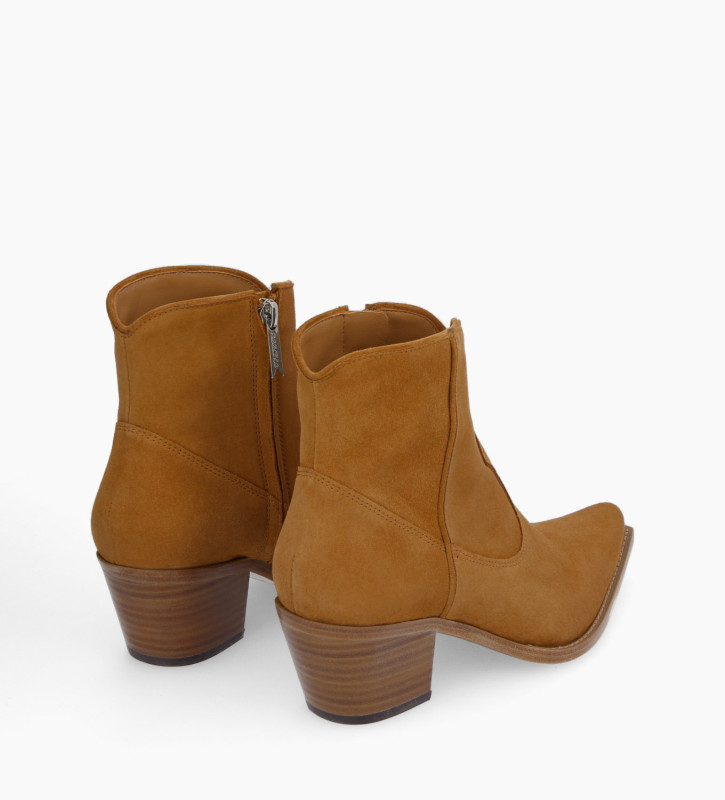 Free Lance Sadie 50 Bottine Western Zippée à Talon Cuir Velours Biscuit