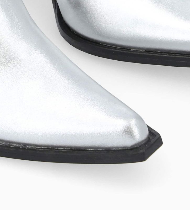 Free Lance Sandy 80 Bottine Chelsea à Talon Cuir Imprimé Crocodile/Cuir Argent