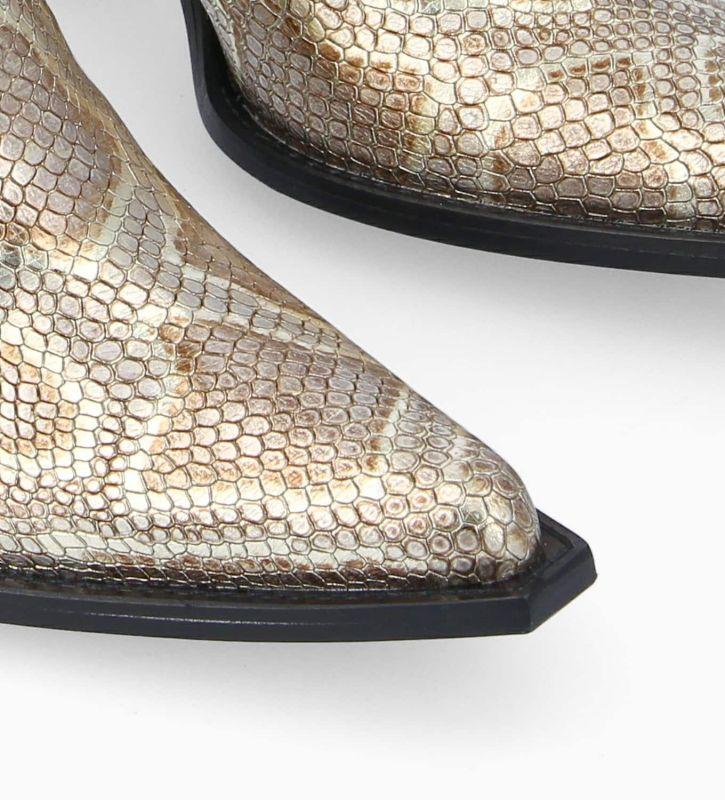 Free Lance Sandy 80 Bottine Chelsea à Talon Cuir Imprimé Serpent Doré