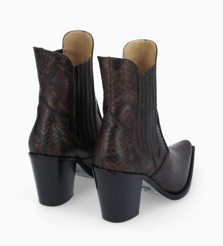 Free Lance Sandy 80 Bottine Chelsea à Talon Cuir Imprimé Serpent Café