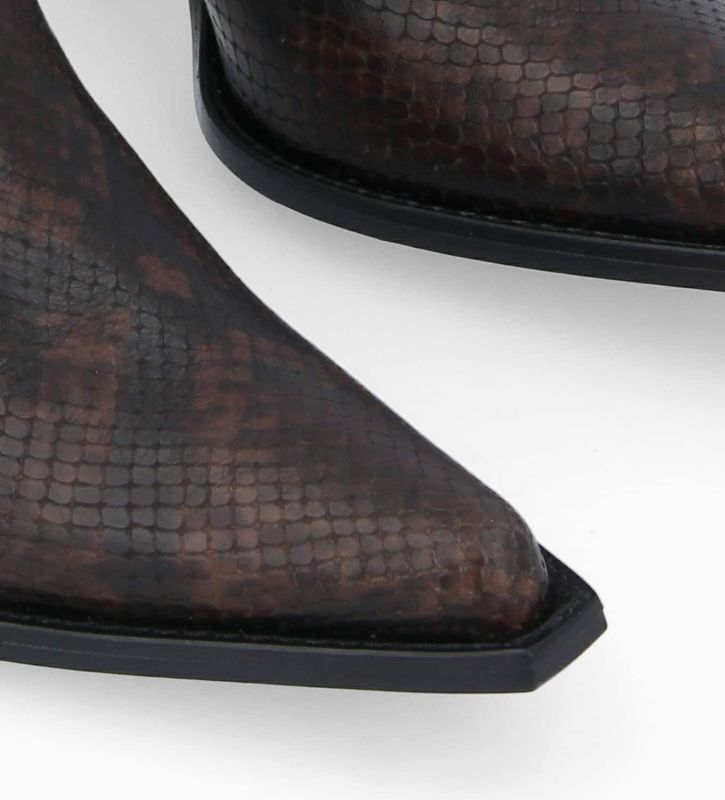 Free Lance Sandy 80 Bottine Chelsea à Talon Cuir Imprimé Serpent Café