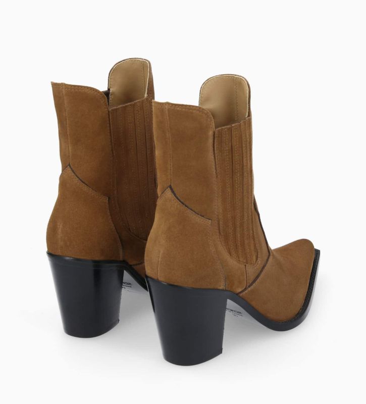 Free Lance Sandy 80 Bottine Chelsea à Talon Cuir Velours Brun