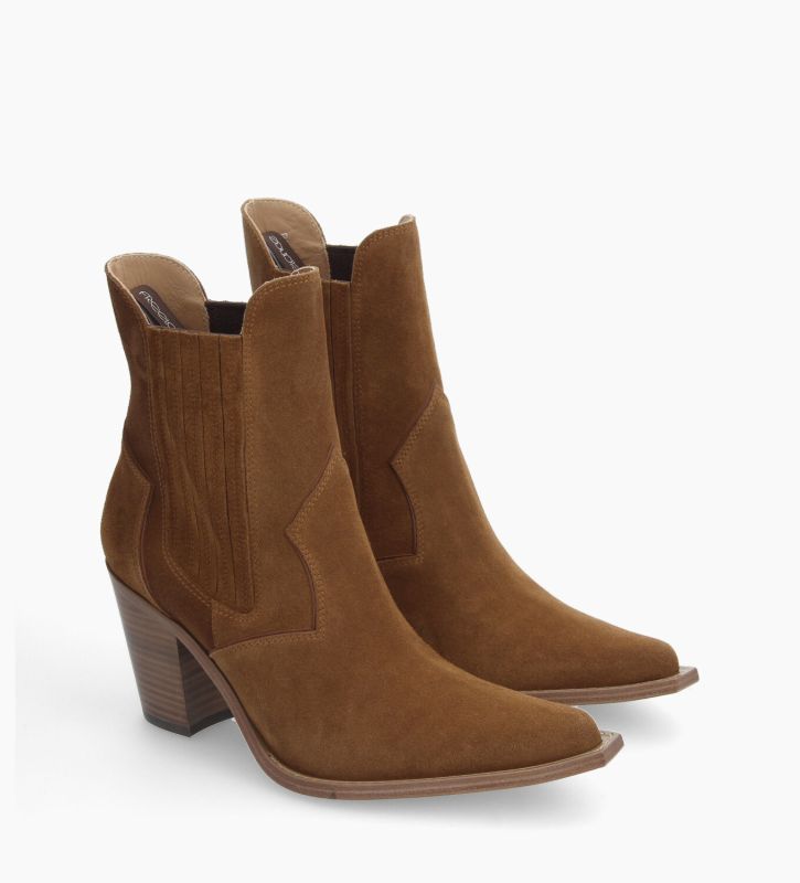 free Lance Sandy 80 Bottine Chelsea à Talon Cuir Velours Sienna