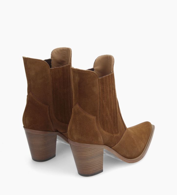 free Lance Sandy 80 Bottine Chelsea à Talon Cuir Velours Sienna