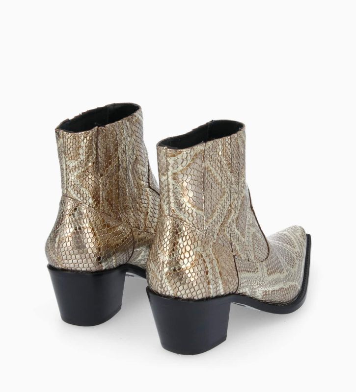 Free Lance Sibelle 50 Bottine Western Chelsea Cuir Imprimé Serpent Doré