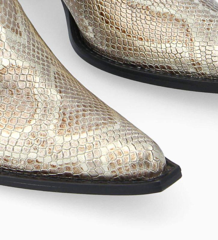 Free Lance Sibelle 50 Bottine Western Chelsea Cuir Imprimé Serpent Doré