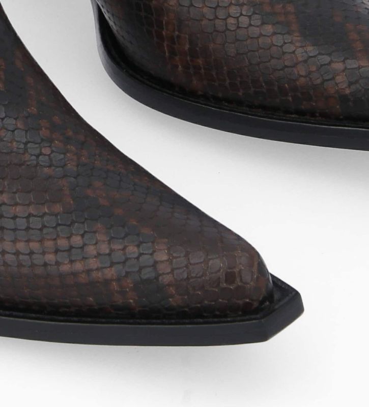 Free Lance Sibelle 50 Bottine Western Chelsea Cuir Imprimé Serpent Café