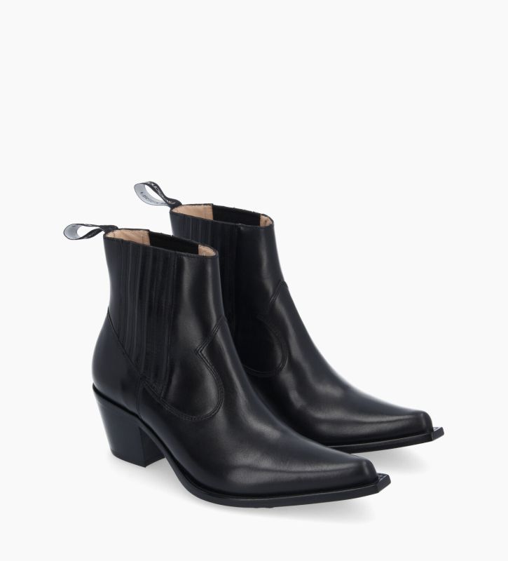 Free Lance Sibelle 50 Bottine Western Chelsea Cuir Lisse Noir
