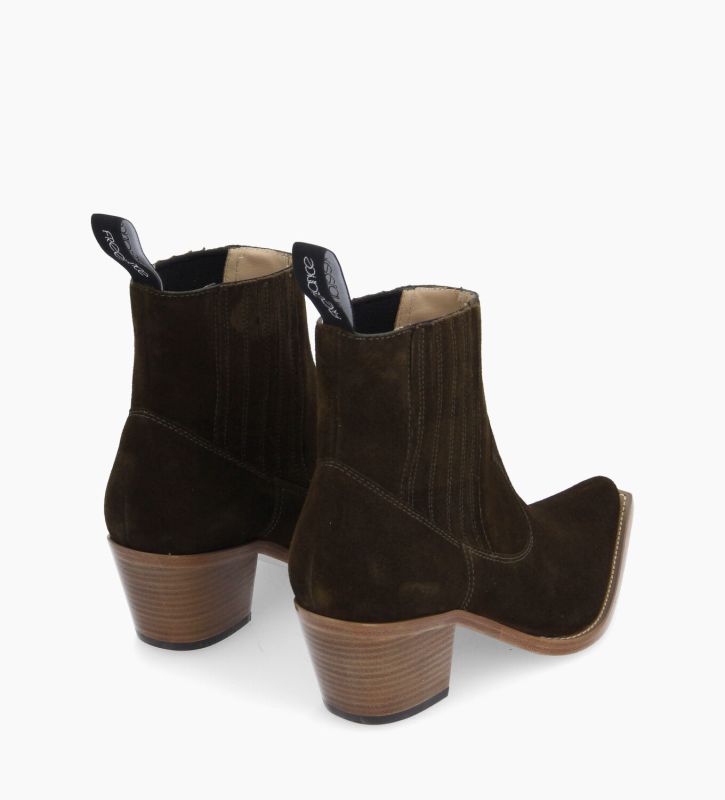 Free Lance Sibelle 50 Bottine Western Chelsea Cuir Velours Marron Foncé
