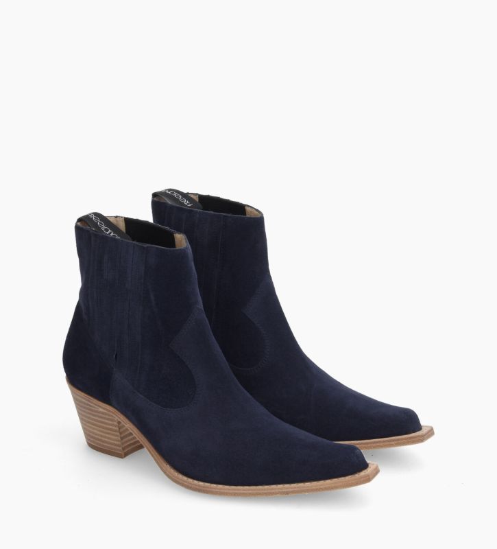 Free Lance Sibelle 50 Bottine Western Chelsea Cuir Velours Marine