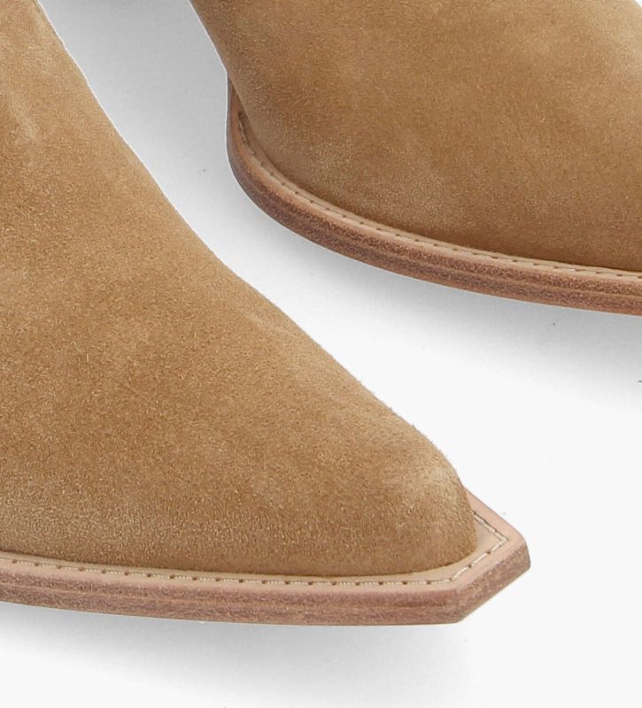 Free Lance Sibelle 50 Bottine Western Chelsea Cuir Velours Tabac