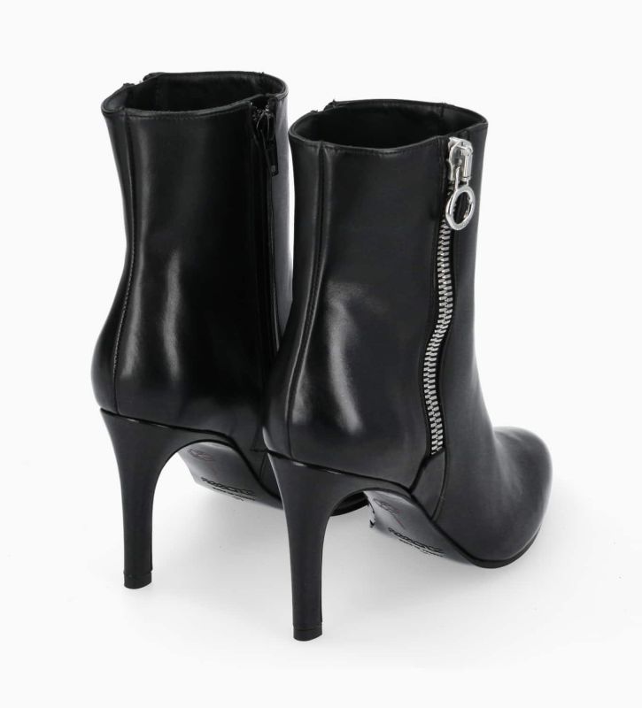 Free Lance Steffy 85 Bottine Zippée à Talon Cuir De Veau Lisse Brillant Noir