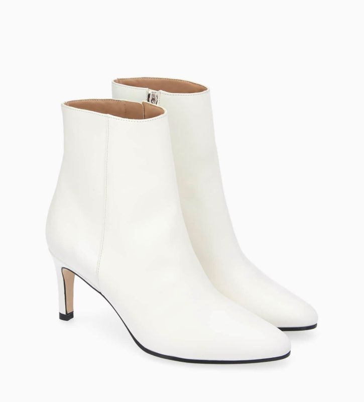 Free Lance Stella 65 Bottine à Talon Aiguille Zippée Cuir De Veau Lisse Brillant Mastic