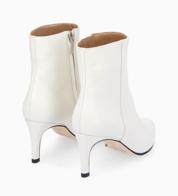 Free Lance Stella 65 Bottine à Talon Aiguille Zippée Cuir De Veau Lisse Brillant Mastic