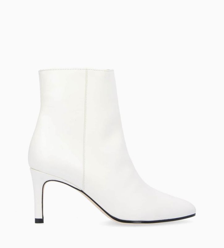 free lance Stella 65 Bottine à talon aiguille zippée Cuir de veau lisse brillant Mastic