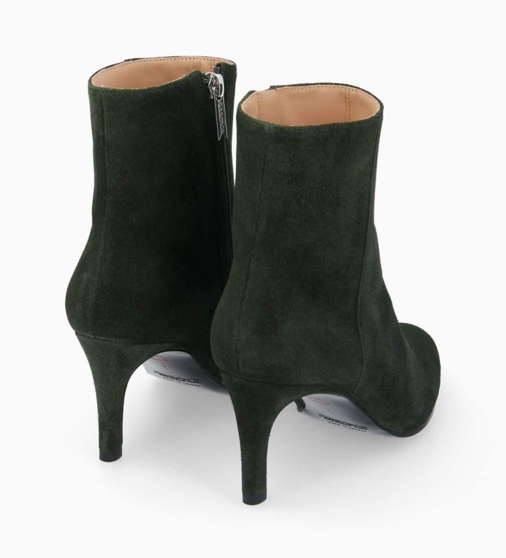 Free Lance Stella 65 Bottine à Talon Aiguille Zippée Cuir Velours Militaire