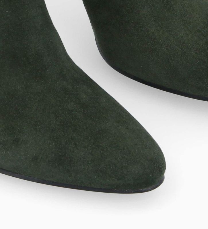 Free Lance Stella 65 Bottine à Talon Aiguille Zippée Cuir Velours Militaire