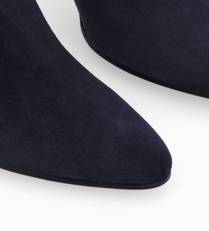 Free Lance Stella 65 Bottine à Talon Aiguille Zippée Cuir Velours Marine