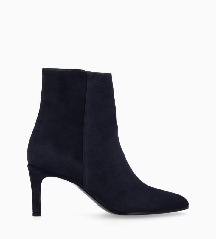 free lance Stella 65 Bottine à talon aiguille zippée Cuir velours Marine