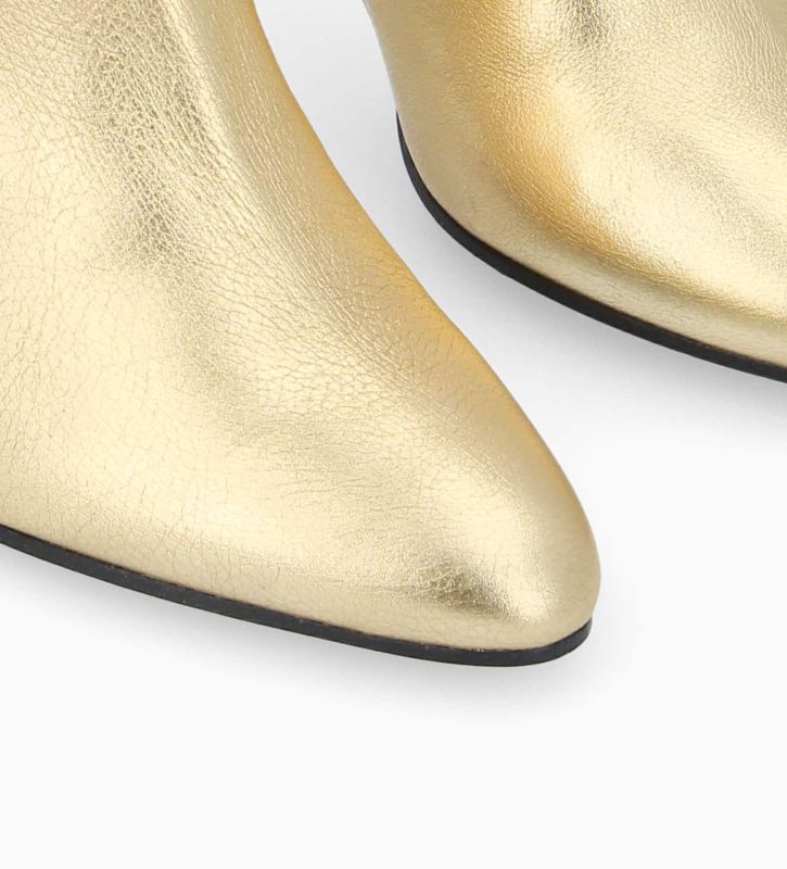 Free Lance Stella 85 Bottine à Talon Aiguille Zippée Cuir Métallisé Or