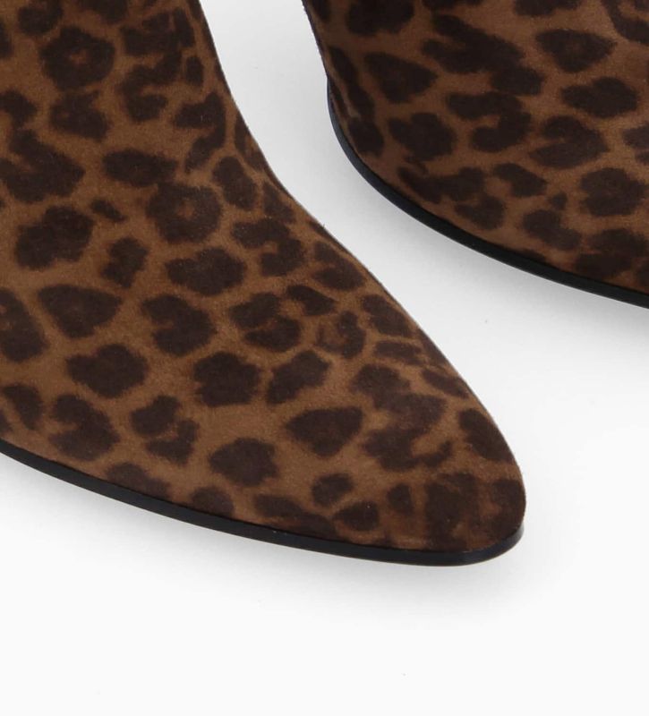 Free Lance Stella 85 Bottine à Talon Aiguille Zippée Cuir Velours Léopard