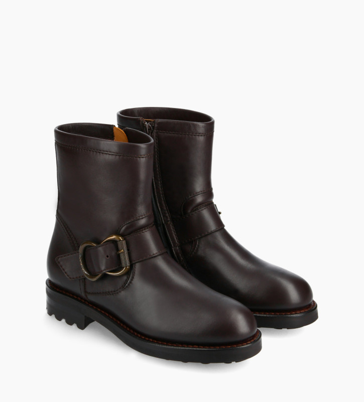 Free Lance Thorn 30 Boot Biker Zippée Cuir Lisse Marron