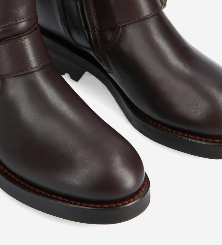 Free Lance Thorn 30 Boot Biker Zippée Cuir Lisse Marron