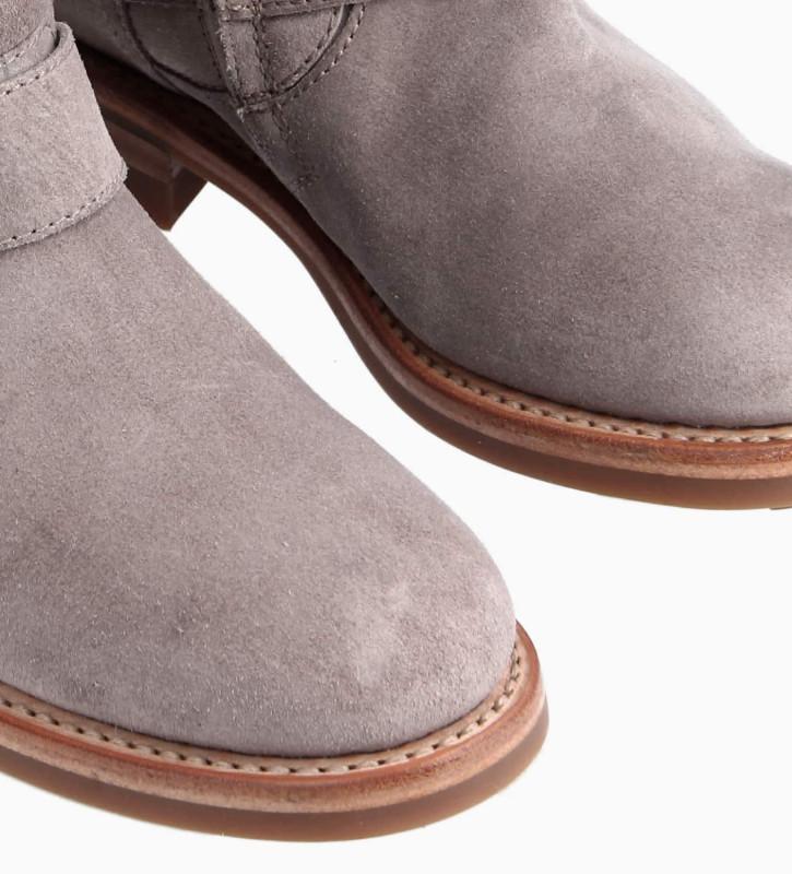 Free Lance Thorn 35 Boot Biker Zippée Cuir Velours Taupe