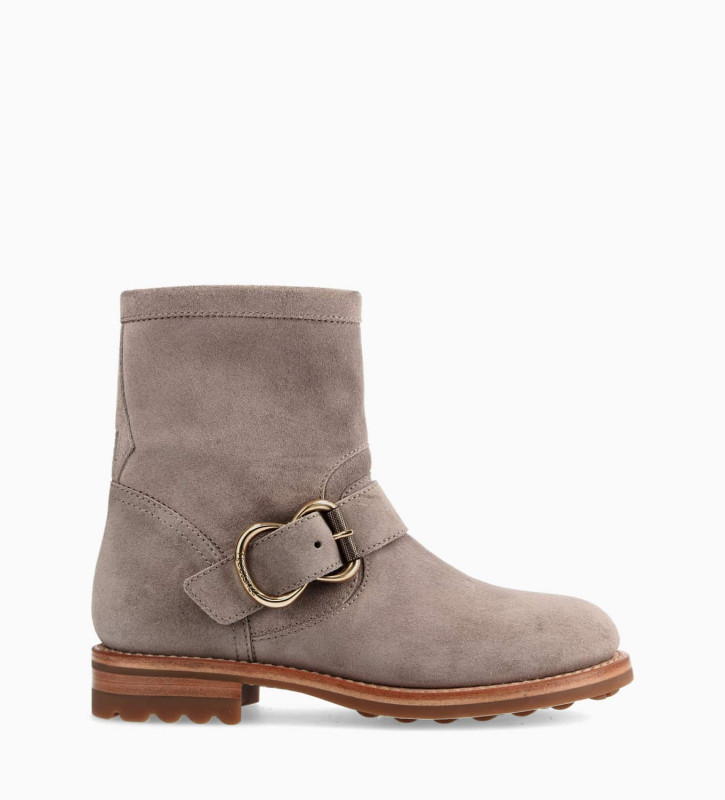 free lance Thorn 35 Boot biker zippée Cuir velours Taupe