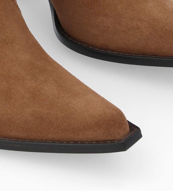 Free Lance Tippi 80 Bottine Western Brodée à Talon Avec Cuir Velours/Cuir Imprimé Serpent Brun/Café