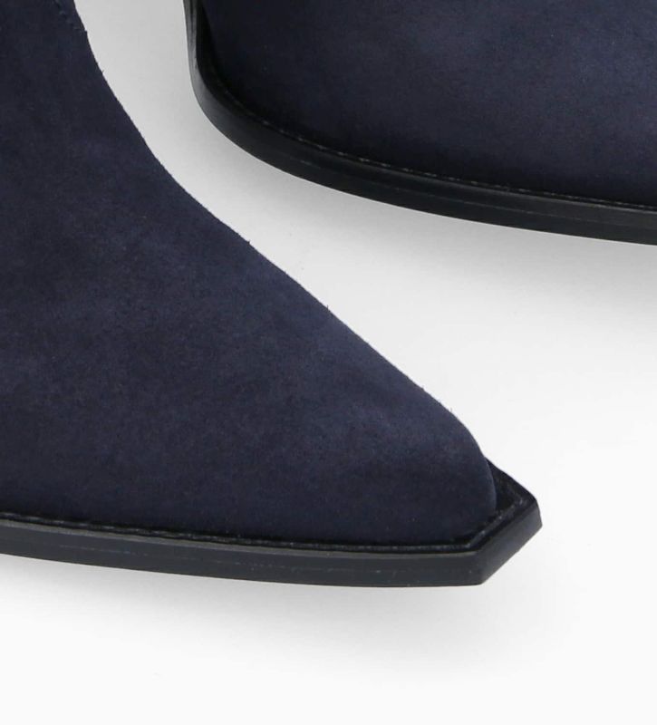 Free Lance Tippi 80 Bottine Western Brodée à Talon Avec Cuir Velours/Cuir Imprimé Serpent Marine