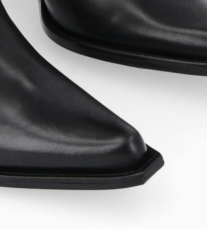 Free Lance Tippi 80 Bottine Western Brodée à Talon Avec Cuir De Veau Lisse/Cuir Imprimé Noir