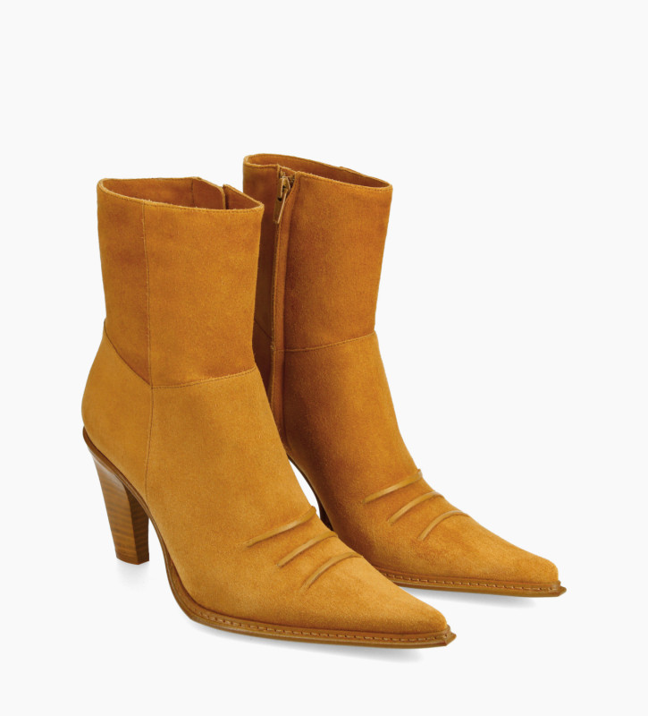 Free Lance West 85 Bottine Western à Talon Cuir Velours Camel