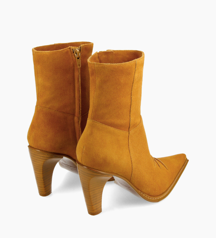 Free Lance West 85 Bottine Western à Talon Cuir Velours Camel