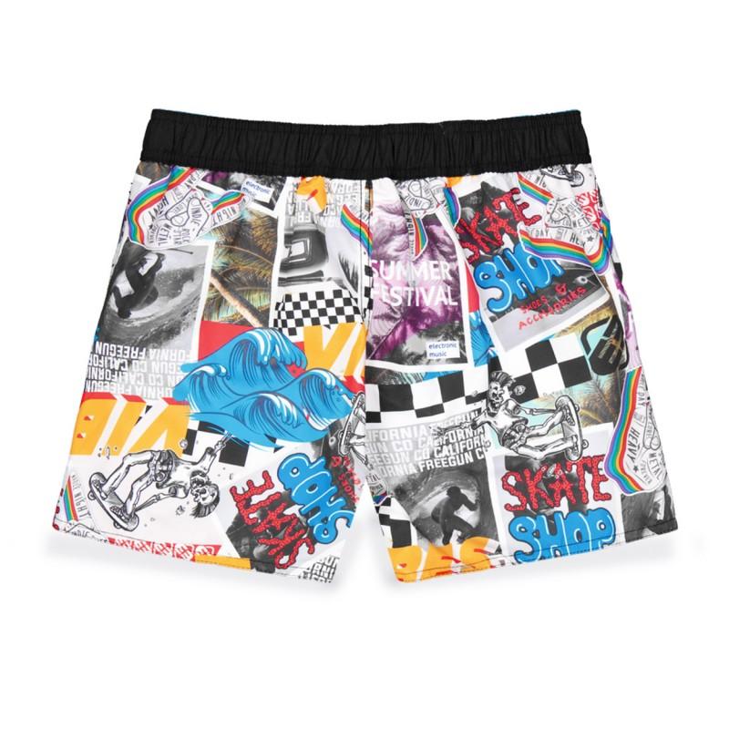 Freegun Boardshort Court Garçon Avec Ceinture Demi-élastiquée Sur