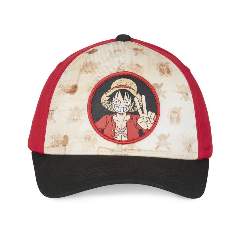 Freegun Casquette Adulte Baseball Freegun Beige Et Rouge Fermeture Snapback One Piece Luffy