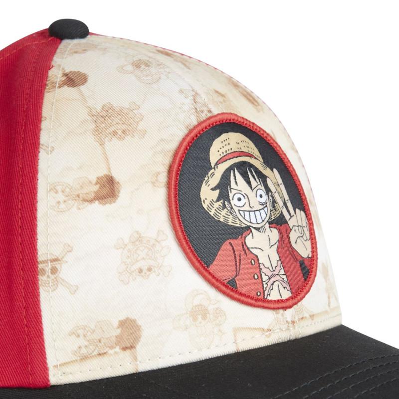 Freegun Casquette Adulte Baseball Freegun Beige Et Rouge Fermeture Snapback One Piece Luffy