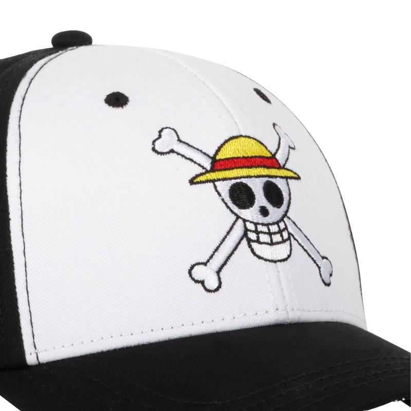 Freegun Casquette Homme Snapback Blanc Et Noir One Piece Jolly Roger