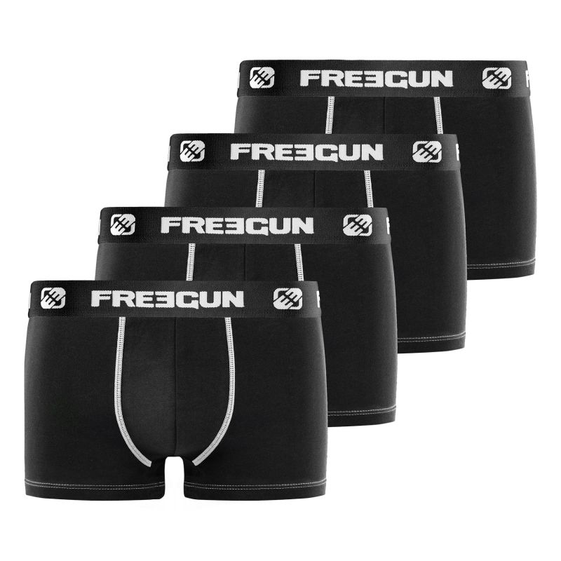 freegun Lot de 4 Boxers Freegun homme coton Noir